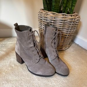 Nine West Stack-Heeled Lace Up Ankle Boot